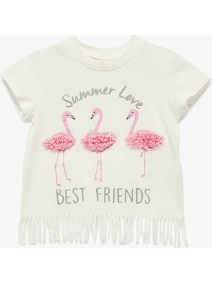 Koton 26YY59003203 Ekru Kız Bebek T-Shirt 6SMG10001AK