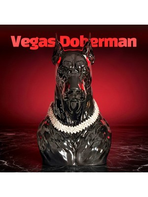 The Shogun Vegas Debormen Pırlanta Kolyeli Lüks Dekoratif Doberman Figürü