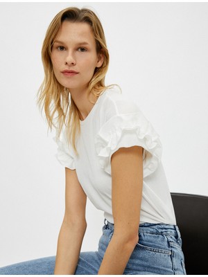 Koton Fırfırlı Tişört Kısa Kollu