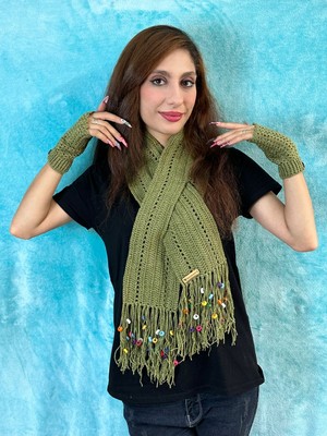 Gönülden Tasarım Tasarım Boyun Atkı ve Parmaksız Eldiven Aksesuar 2\'li Takım