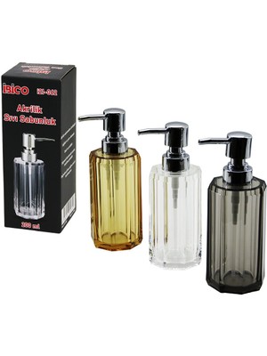 Elizmoda Uzun Sekizgen Şeffaf - Renkli Akrilik - Mika Kristal  Sıvı Sabunluk  200ML (5067)