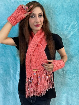 Gönülden Tasarım Tasarım Boyun Atkı ve Parmaksız Eldiven Aksesuar 2\'li Takım