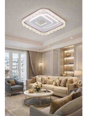 Lunox Avize Lumisquare Modern Kare LED Tavan Avizesi – Salon Oturma Odası Dekoratif Aydınlatma