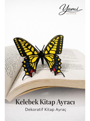 Yami Design Yamidesign  3'lü Kelebek Kitap Ayracı -Dekoratif Kitap Ayraç-Kitap Severlere Hediye