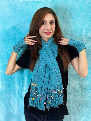 Gönülden Tasarım Tasarım Boyun Atkı ve Parmaksız Eldiven Aksesuar 2\'li Takım