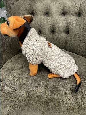 Gönülden Tasarım Pati Kedi Köpek Örme Ponponlu Püsküllü Gri Renkli Giyim Pet