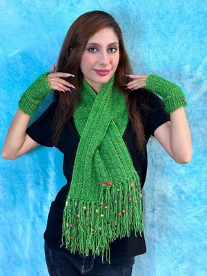 Gönülden Tasarım Tasarım Boyun Atkı ve Parmaksız Eldiven Aksesuar 2\'li Takım