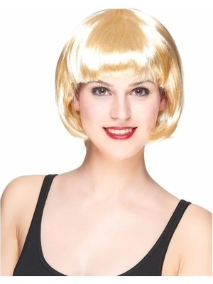Epilons Platin Altın Dore Renk Küt Parti Peruğu Kısa Takma Peruk