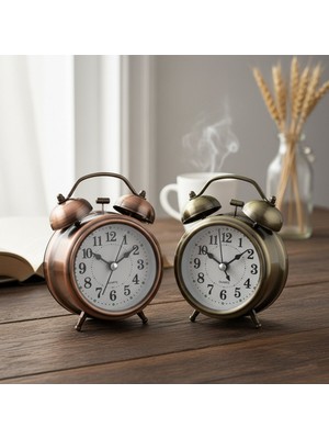 Elizmoda Yuvarlak Eskitme Metal Çalar Saat