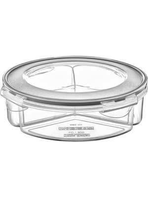 Elizmoda 3 Bölmeli Sızdırmaz Contalı Kilitli Kapaklı 1,35 Litre Yuvarlak Erzak Saklama Kabı LC-500 (5067)