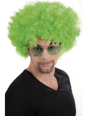 Elizmoda Yeşil Renk Kıvırcık Afro Bonus Peruk
