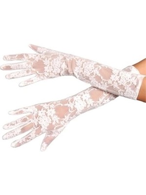 Epilons Beyaz Renk Orta Boy Dantelli Eldiven