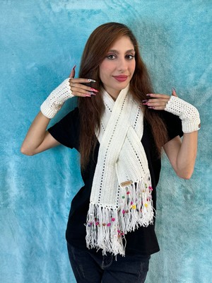 Gönülden Tasarım Tasarım Boyun Atkı ve Parmaksız Eldiven Aksesuar 2\'li Takım