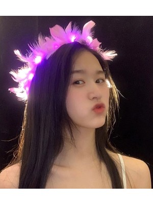 Epilons LED Işıklı Rgb 3 Fonksiyonlu Otrişli Parti Tacı Pembe Renk