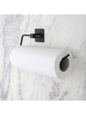 Epilons Kendiliğinden Yapışkanlı Siyah Paslanmaz Metal Rulo Havluluk Aparat