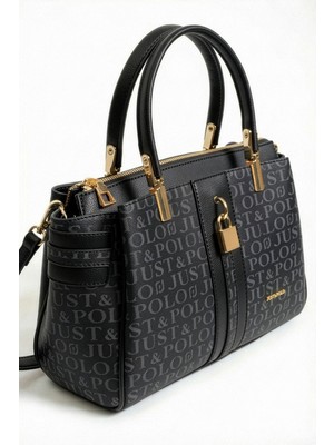 Just Polo Kadın Kilit Detaylı 3 Bölmeli Uzun Askılı Yeni Sezon Aksesuarlı El & Omuz Çantası (29X20 Cm)