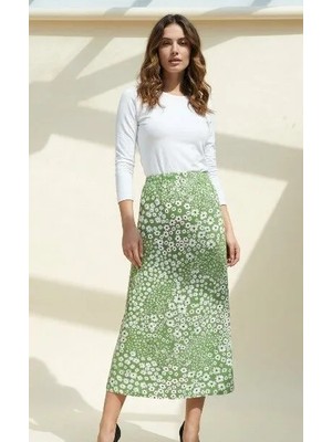 Pars Moda Tasarım Kadın Beli Lastikli Pamuklu Viskon Etek