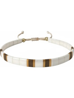 DEHNA El Yapımı Antik Sarı Beyaz Tila Boncuk Bileklik – Ayarlanabilir, Unisex Tasarım