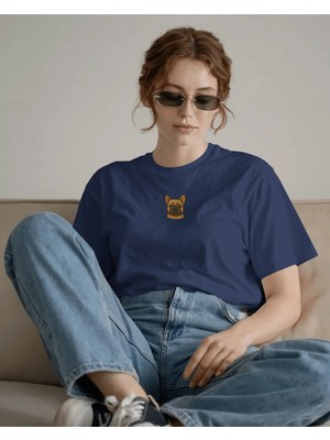 Muhtar Store French Bulldog (Fransız Bulldog) Baskılı Kadın Oversize Tişört – Minimal Frenchie Tasarım
