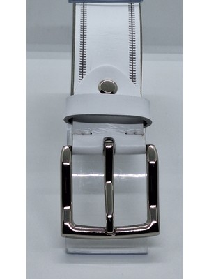 Darkwood-Erkek Deri Spor Kemer-Beyaz Renk-Eni 4 Cm.