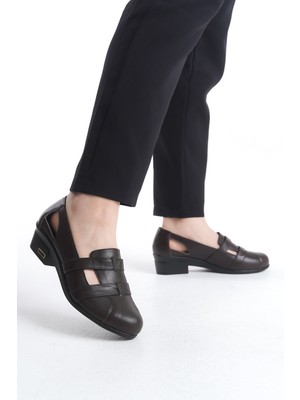 Tamdabu Ayakkabı Hakiki Deri Acı Kahve Anatomik Taban Comfort Kadın Ayakkabı TMD202441