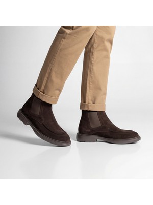 Çiğdem Kundura Gianni Maggi 3287 - Hakiki Nubuk Deri Eva Tabanlı Erkek Chelsea Bot - Kahverengi - 42