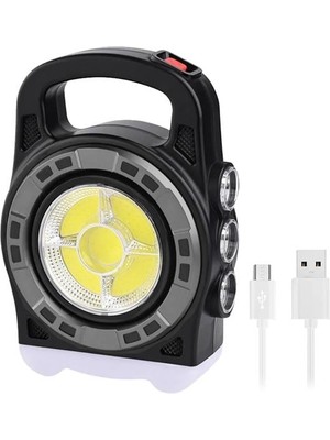 Pazarcan HB-6678C Cob Ledli 20 Watt 3 Kademeli Şarjlı USB Çıkışlı Solar Lamba