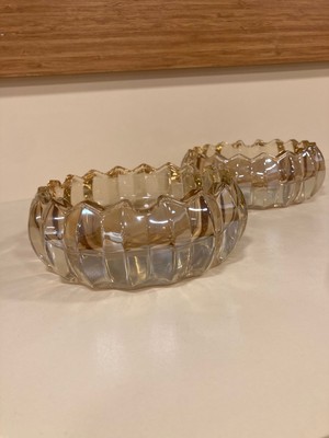 Plus Home Küllük 2' Li Kesme Kristal Cam Bal Rengi Çizgili Model Çapı 13 cm