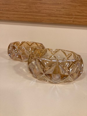 Plus Home Küllük 2'li Kesme Kristal Cam Bal Rengi Baklava Desen Çapı 13 cm