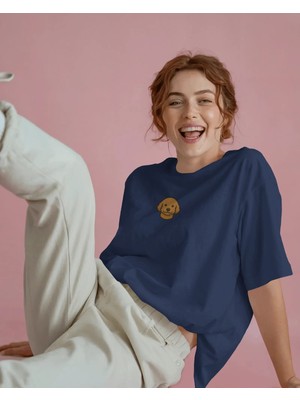 Muhtar Store Goldendoodle Köpek Baskılı Kadın Oversize Tişört – Minimal Goldendoodle Tasarım