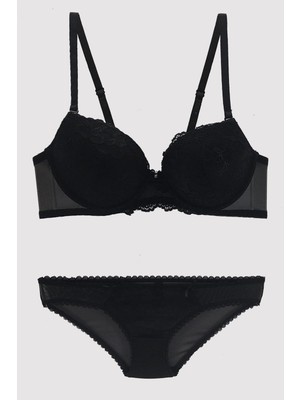 Pierre Cardin Lingerie Premium Balenli Dantelli Destekli Kutulu Sütyen ve Külot Takım