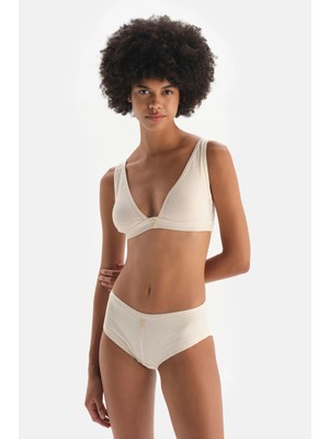 Dagi Ekru Düğme Detaylı Ribana Brazilian Külot