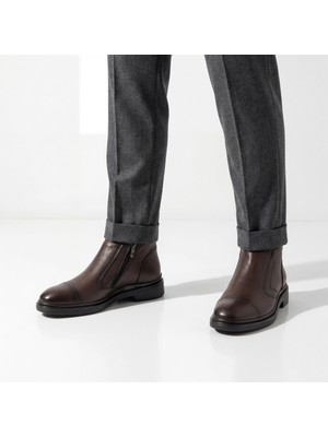 Çiğdem Kundura Akın 237 - Hakiki Deri Içi Yünlü Klasik Erkek Bot - Kahverengi - 41