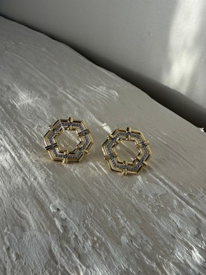 Marem Altıgen Taş Detaylı Çelik Küpe