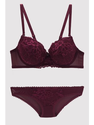 Pierre Cardin Lingerie Premium Balenli Dantelli Destekli Kutulu Sütyen ve Külot Takım