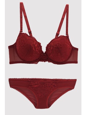 Pierre Cardin Lingerie Premium Balenli Dantelli Destekli Kutulu Sütyen ve Külot Takım