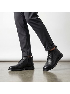 Voyager M291 - Hakiki Deri Şok Emici Tabanlı Anatomik Erkek Bot - Siyah - 40