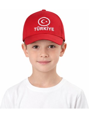 Reva Çocuk Kırmızı Türkiye Şapka – Ayarlanabilir Pamuklu Günlük Şapka 8/12 Yaş