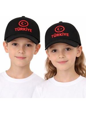 Reva Çocuk Kırmızı Türkiye Şapka – Ayarlanabilir Pamuklu Günlük Şapka 8/12 Yaş