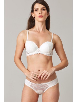 Pierre Cardin Lingerie Premium Balenli Dantelli Destekli Kutulu Sütyen ve Külot Takım
