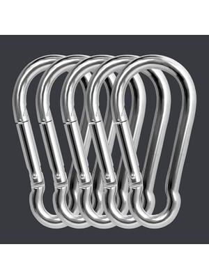 Karabina 4 mm Yaylı Kanca Paslanmaz Çelik Kilit Olta Dağcılık Kamp Malzemeleri Salıncak Anahtar Askı Kilidi 5 Adet