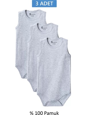 Aydogan's Gri Askılı Body Zıbın 7-12 Yaş Çocuklar Için (3 Adet) Alttan Çıtçıtlı Özel Gereksiniml