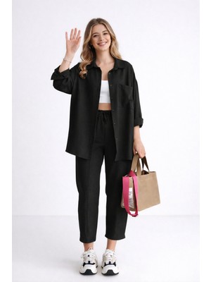 Keten Günlük Ikili Takım Elbise Pantolon Gömlek