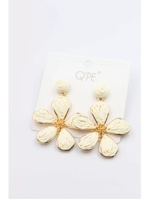 Aydogan's Hasır Çiçek Küpe - Krem