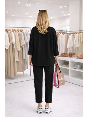 Keten Günlük Ikili Takım Elbise Pantolon Gömlek