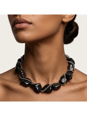 THEIA GemWorks Chaya - Oniks ve Hematit Kolye