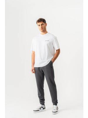 Piero Perla Erkek Örme Kısa Kol Oversize Beyaz T-Shirt