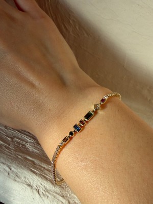 Marem Renkli Taşlı Ince Çelik Bileklik