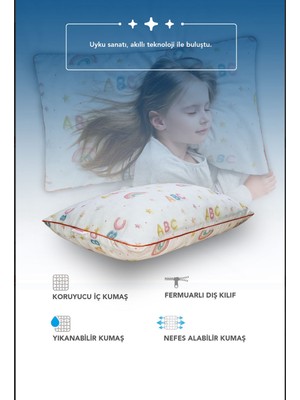Pufymax %100 Organik Pamuk Müslin Kumaşlı Çocuk Yastığı ,boyun Destek Yastığı,1.kalite Boncuk Silikon