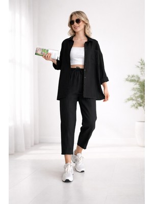 Keten Günlük Ikili Takım Elbise Pantolon Gömlek